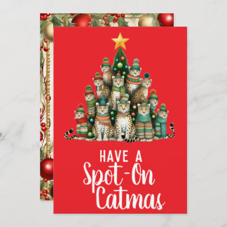Leopard Spot-On Catmas Christmas Tree Holiday Card