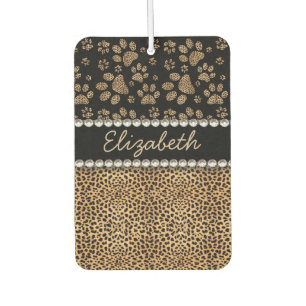Leopard Spot Paw Prints Rhinestone PHOTO PRINT Air Freshener