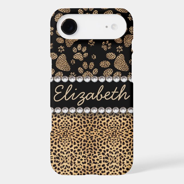 Leopard Spot Paw Prints Rhinestone PHOTO PRINT Case-Mate iPhone Case (Back)