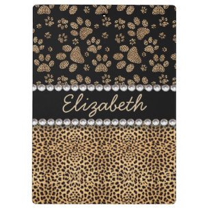 Leopard Spot Paw Prints Rhinestone PHOTO PRINT Clipboard