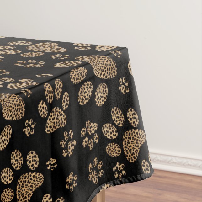 Leopard Spot Paw Prints Tablecloth (In Situ)