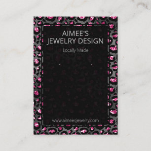 Leopard Spot Pink Glitter Earring Display Business Card