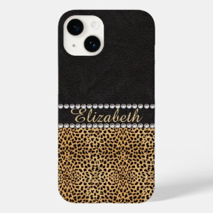 Leopard Spot Rhinestone Diamonds Monogram Case-Mate iPhone 14 Case