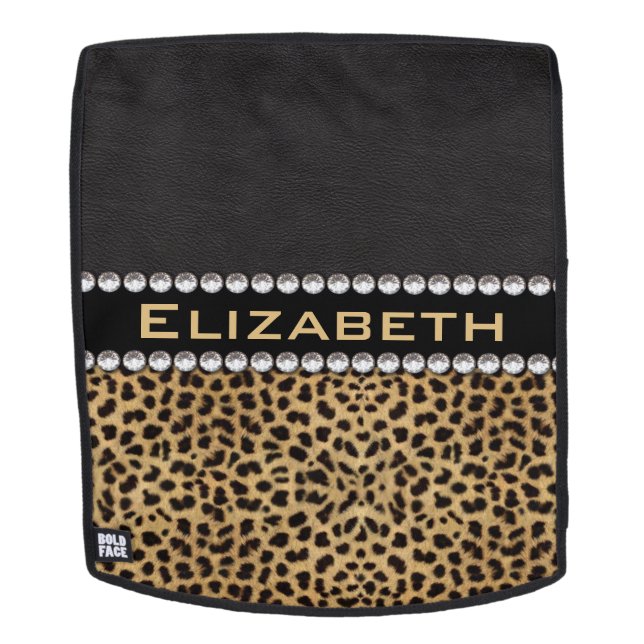 Leopard Spot Rhinestone Diamonds Monogram PHOTO Backpack (Removable Face)