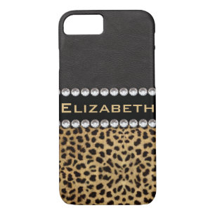 Leopard Spot Rhinestone Diamonds Monogram PHOTO Case-Mate iPhone Case
