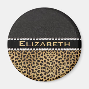 Leopard Spot Rhinestone Diamonds Monogram PHOTO Magnet