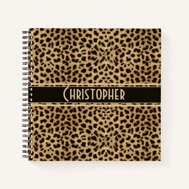 Leopard Spot Skin Print Personalize Notebook (Front)