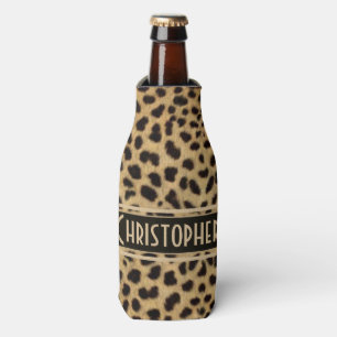 Leopard Spot Skin Print Personalized Bottle Cooler
