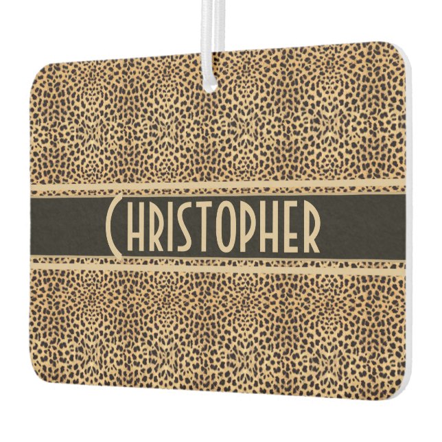 Leopard Spot Skin Print Personalized Car Air Freshener (Left)