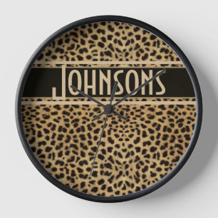 Leopard Spot Skin Print Personalized Clock