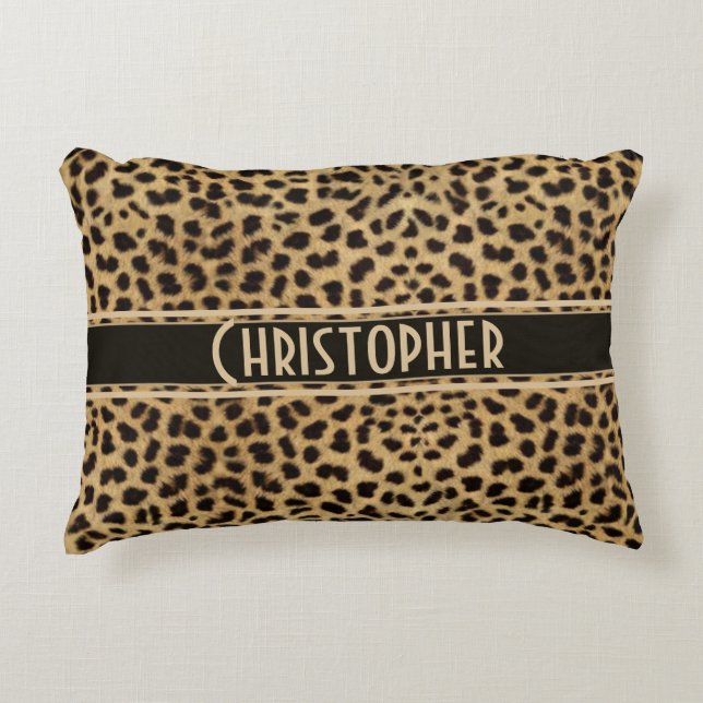 Leopard Spot Skin Print Personalized Decorative Pillow (Front)