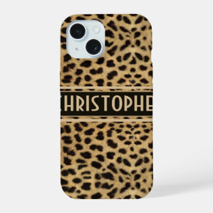 Leopard Spot Skin Print Personalized iPhone 15 Case