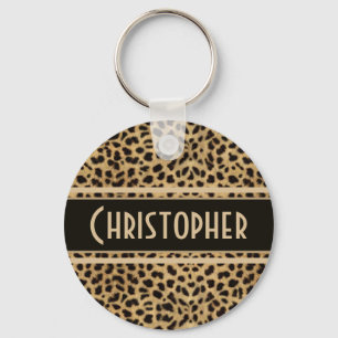 Leopard Spot Skin Print Personalized Keychain