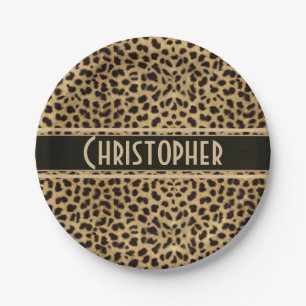 Leopard Spot Skin Print Personalized Paper Plate