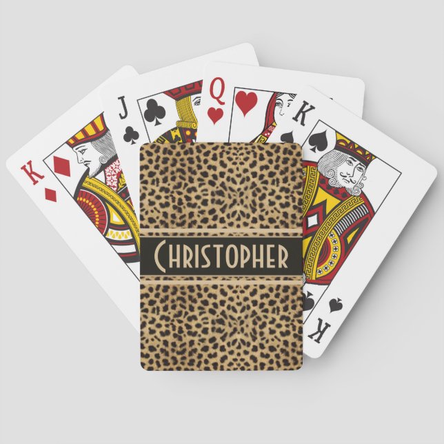 Leopard Spot Skin Print Personalized Playing Cards (Back)