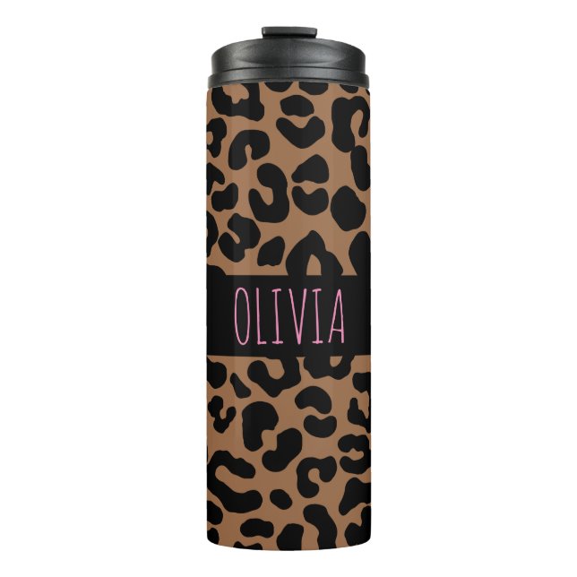 Leopard Spot Skin Print Personalized Thermal Tumbler (Front)