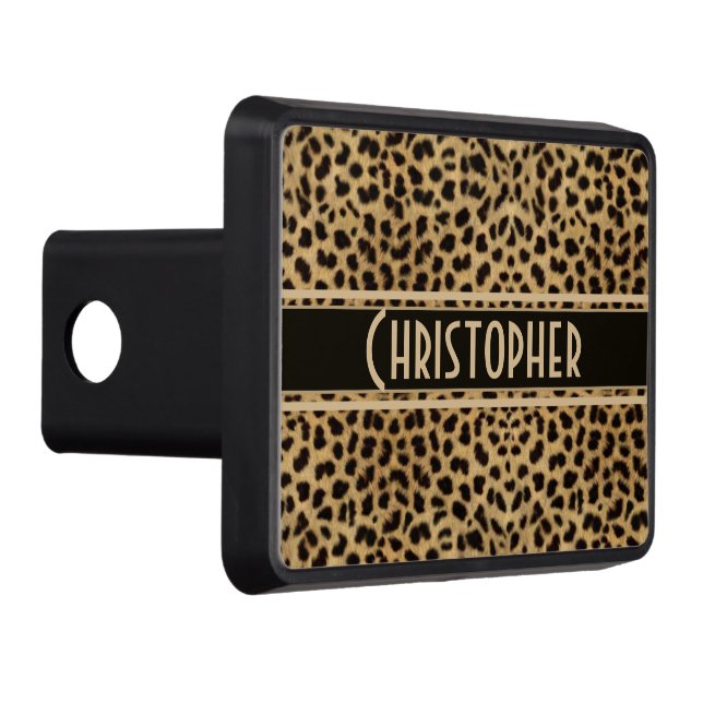 Leopard Spot Skin Print Personalized Trailer Hitch Cover (Right)