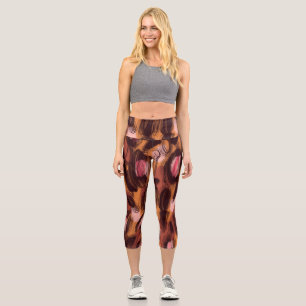 Leopard Spots African Animal Pattern Capri Leggings