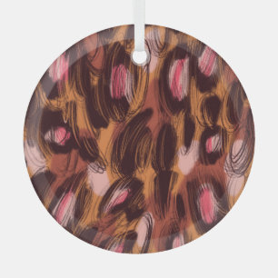 Leopard Spots African Animal Pattern Glass Ornament