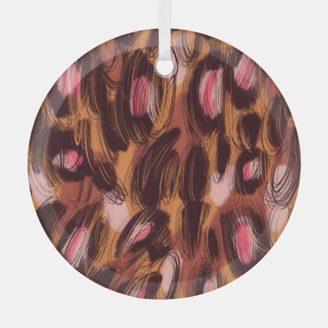 Leopard Spots African Animal Pattern Glass Ornament (Front)