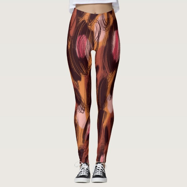 Leopard Spots African Animal Pattern Leggings (Front)