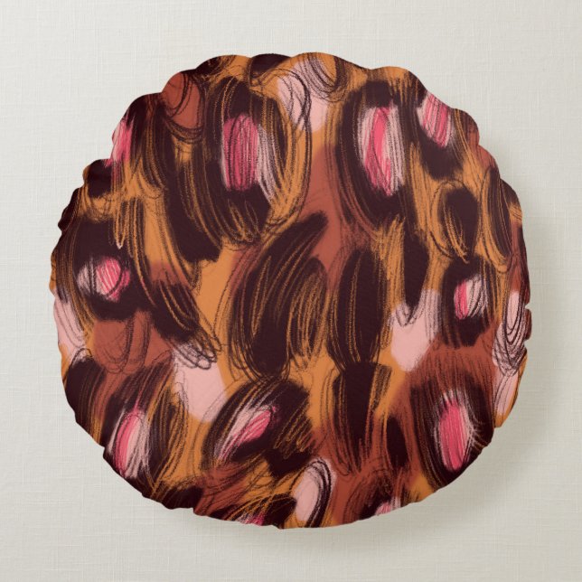 Leopard Spots African Animal Pattern Round Pillow (Front)