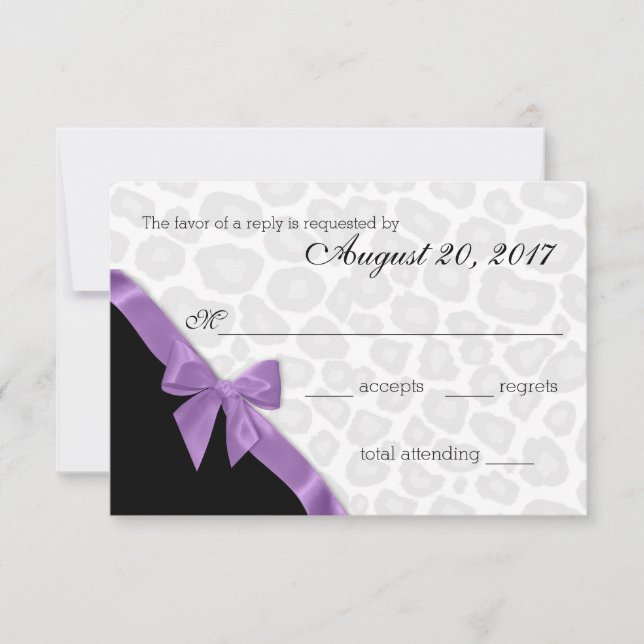 Leopard Spots and Purple Ribbon Response Card (Front)