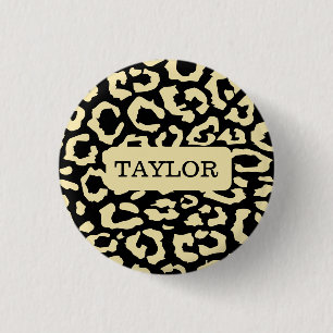 Leopard Spots Black And Gold Animal Print Pattern 1 Inch Round Button