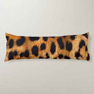 Leopard Spots Black Brown Wild Animal Fine Art Body Pillow