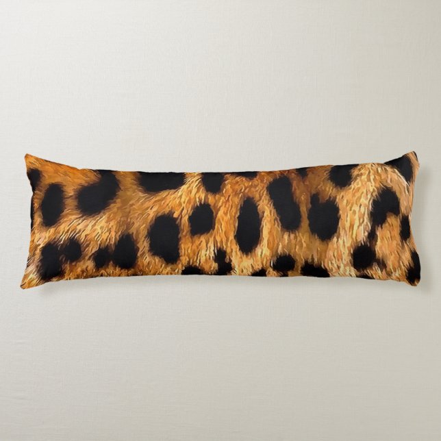 Leopard Spots Black Brown Wild Animal Fine Art Body Pillow (Front)