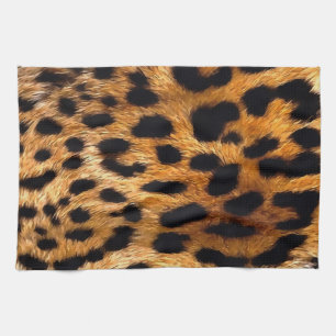 Leopard Spots Black Brown Wild Animal Fine Art Kitchen Towel