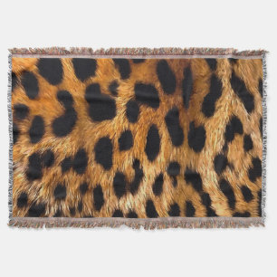 Leopard Spots Black Brown Wild Animal Fine Art Throw Blanket