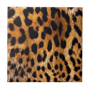 Leopard Spots Black Brown Wild Animal Fine Art Tile