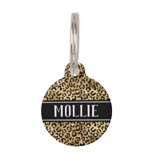 Leopard Spots Black Gold Name and Address Pet Tag