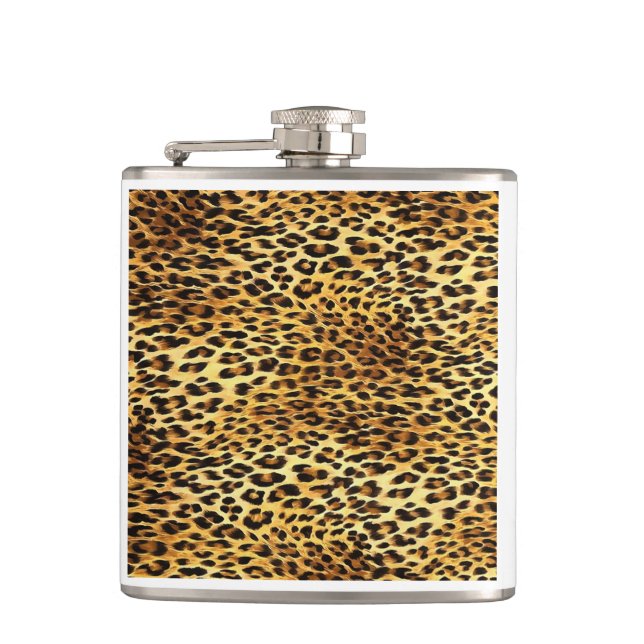 Leopard Spots Camouflage Pattern Painting Hip Flask (Front)
