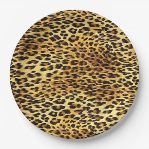 Leopard Spots Camouflage Pattern Painting Paper Plate