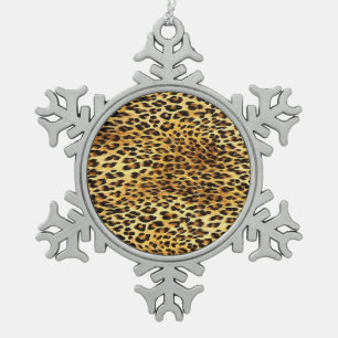 Leopard Spots Camouflage Pattern Painting Snowflake Pewter Christmas Ornament