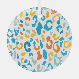 Leopard Spots: Colourful Vintage Texture. Glass Ornament