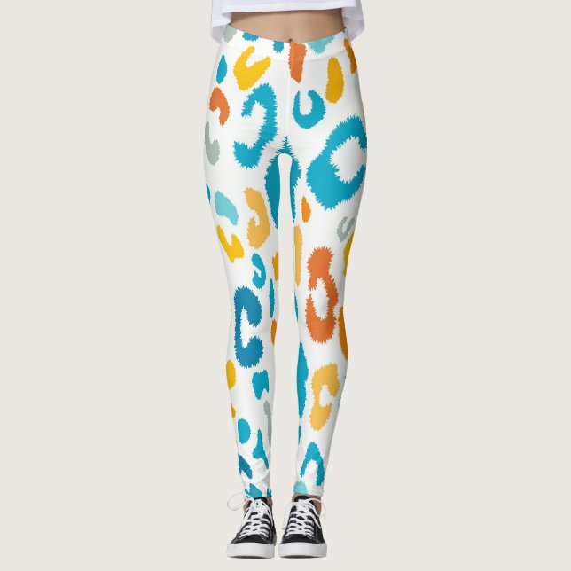 Leopard Spots: Colourful Vintage Texture. Leggings (Front)
