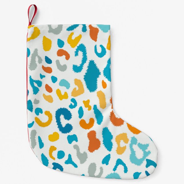 Leopard Spots: Colourful Vintage Texture. Small Christmas Stocking (Front)