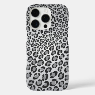 Leopard Spots Grey and Black Animal Print Pattern iPhone 16 Pro Case