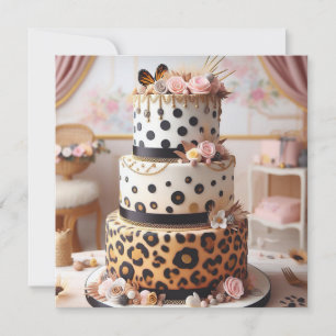 LEOPARD SPOTS LAYERED BIRTHDAY CAKE CARD