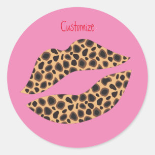 Leopard Spots Lipstick Kiss Thunder_Cove Classic Round Sticker