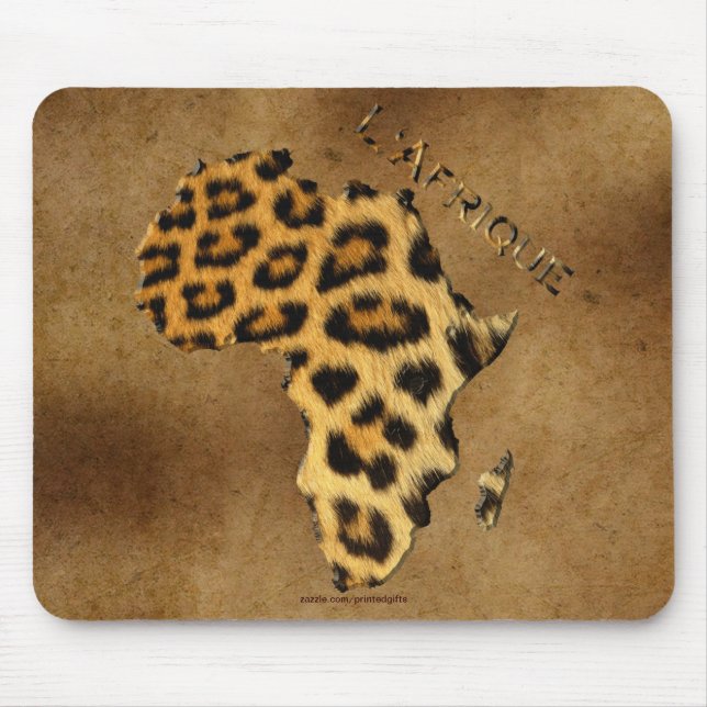 Leopard Spots Map of AFRICA on Parchment Wildlife Mouse Pad (Front)