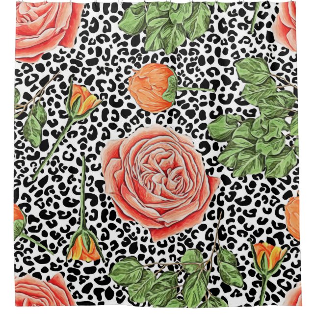 Leopard Spots Orange Floral Animal Pattern (Front)