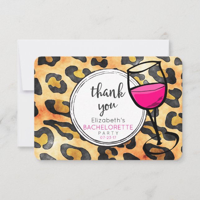Leopard Spots Pattern Bachelorette Party Thank You (Front)
