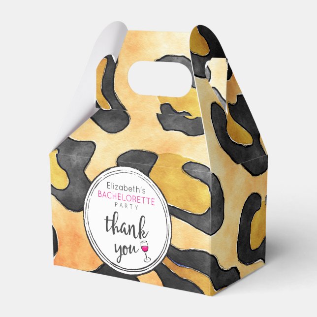 Leopard Spots Pattern Bachelorette Party Thank You Favor Box (Front Side)