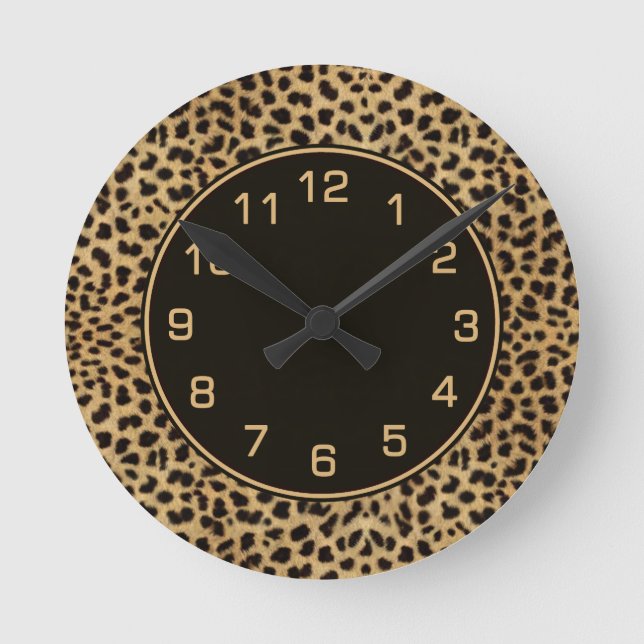 Leopard Spots Pattern Round Clock (Front)