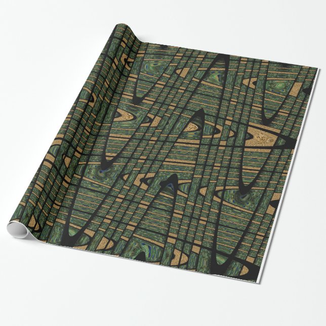 Leopard Spots Peacock Feathers Modern Geometric Wrapping Paper (Unrolled)