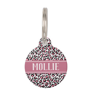Leopard Spots Pink Black Name and Address Pet Tag